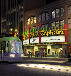 LA Streetcar in front of The Orpheum Theatre